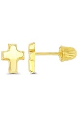 beautiful high grade yellow gold cross earrings for children
